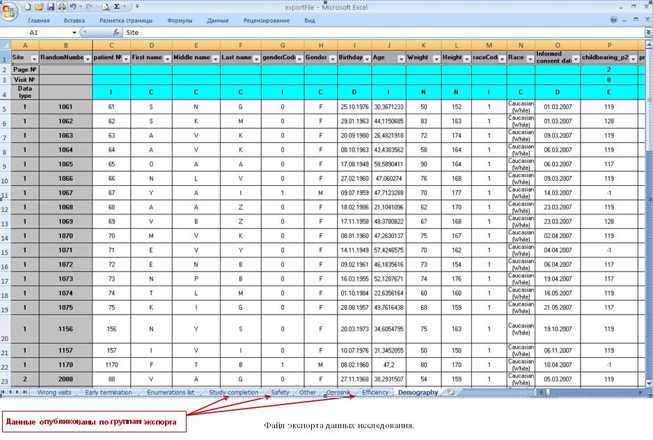 Экспорт данных исследования в Excel